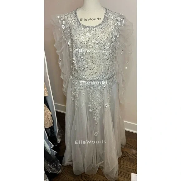 Mac Duggal Embellished Gathered Long Sleeve A-Line Gown, $798, 20444, Size 16 - Picture 2 of 4